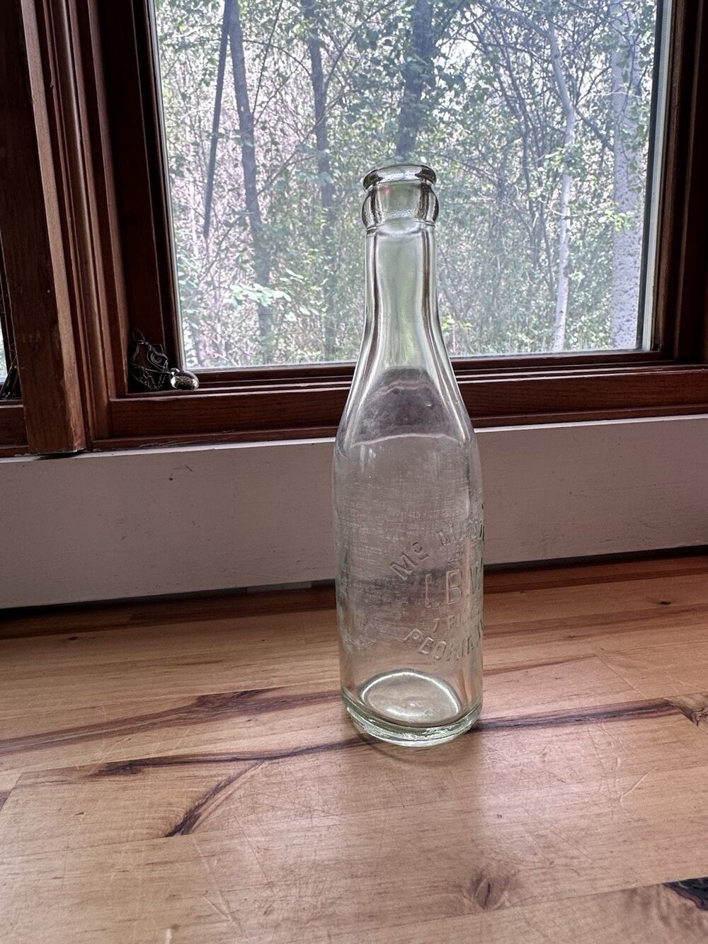 Antique Aqua Soda Bottle McMaster & Derges Peoria ILL IBW Independent 8.5"